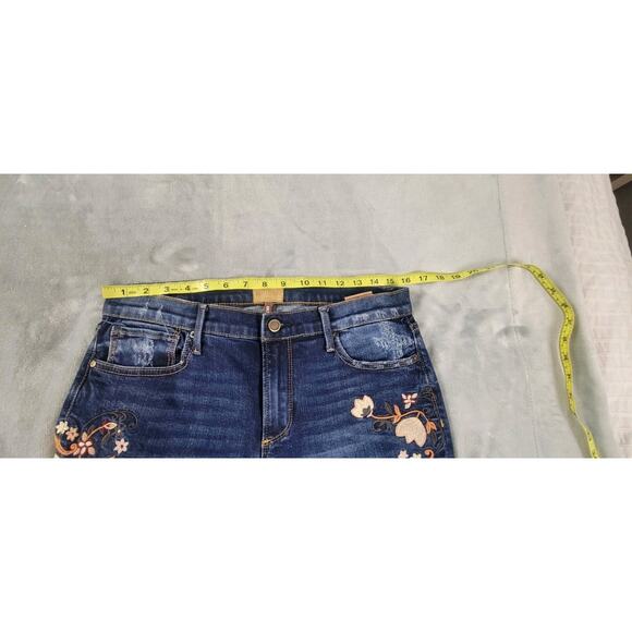 Driftwood Marilyn Jeans Womens 29 Floral brown cream Embroidered Skinny Stretch - Picture 10 of 12
